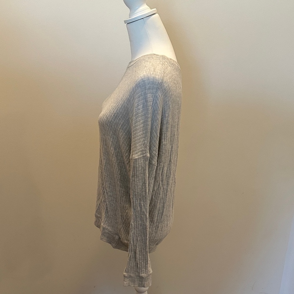 Splendid Light Gray Ribbed Women's Sweatshirt - Picture 4 of 5